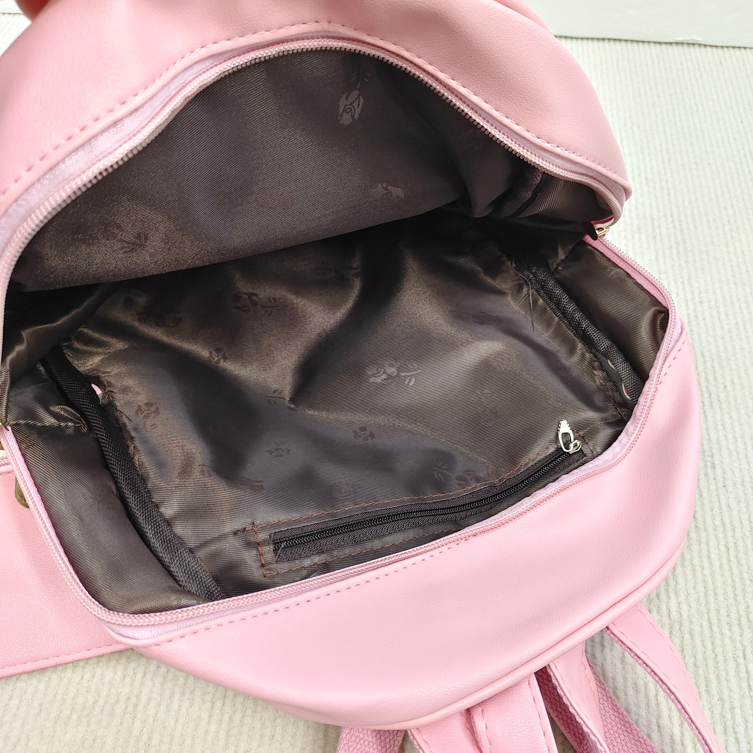 Kawaii Pink Cat Face Mini Backpack PU Leather Cute Kitty Bag with Ears Whiskers